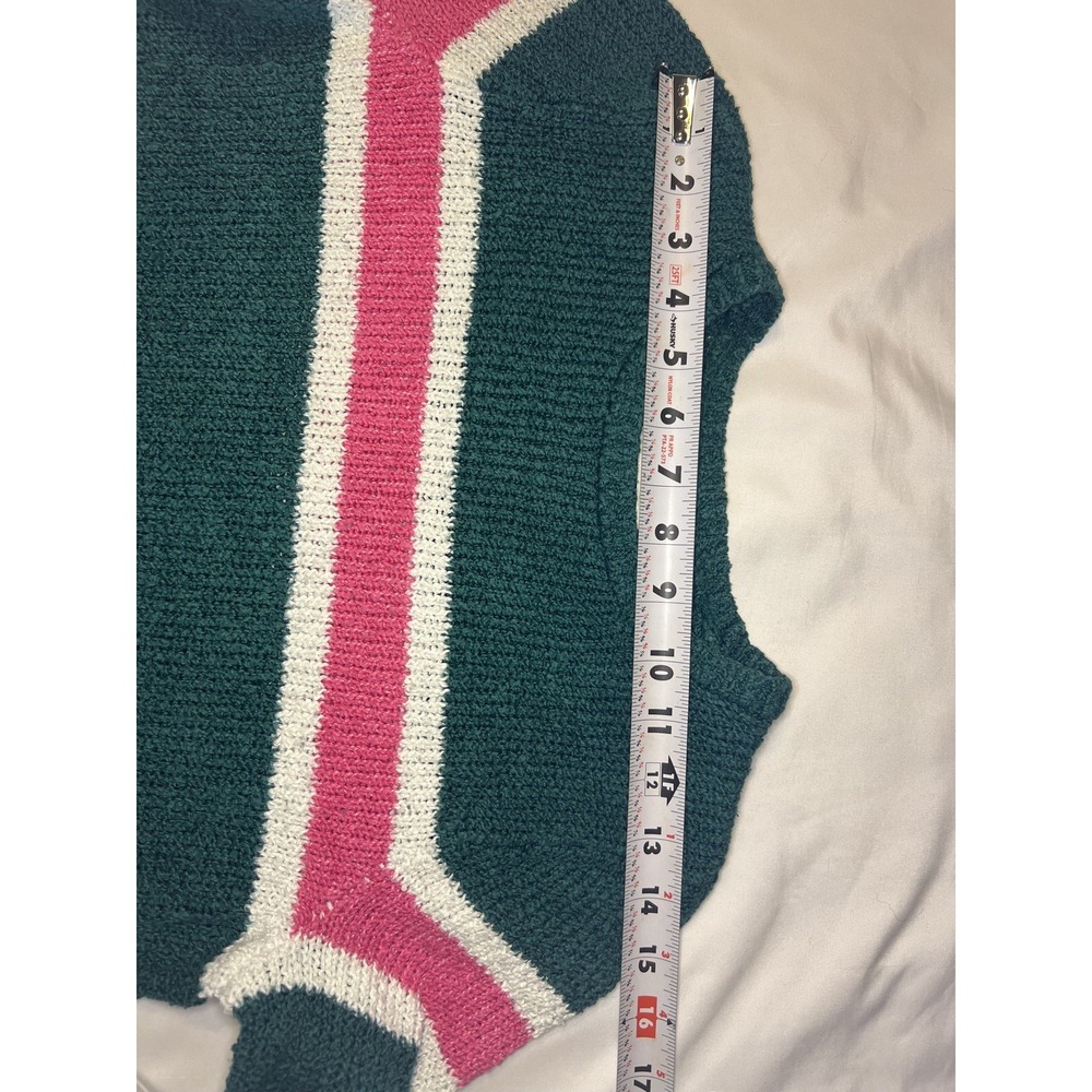 Abercrombie Kids Size 13/14 Girls Long Sleeve Sweater Green with white and pink - Picture 11 of 11